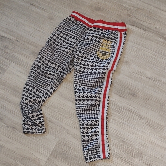 Baby Phat Black and White Houndstooth Leggings with Red Trim Ladies Large - Picture 8 of 9